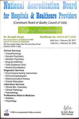 Empowerment Accreditation gallery of Dr Sarbjit's Neuro Psychiatric Hospital and anr Centre for Opiate De Addiction Jalandhar